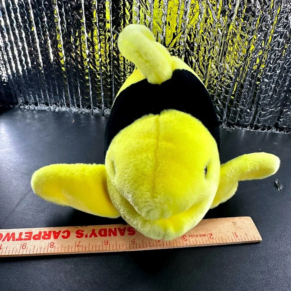 Ty Beanie Baby Bubbles Fish‎ 8in Yellow Black 1998 Retired Plush Toy